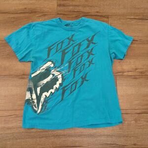 VTG Fox Racing Men's Medium Shirt Motorcross Motorcycle Biker Skate Blue Y2K